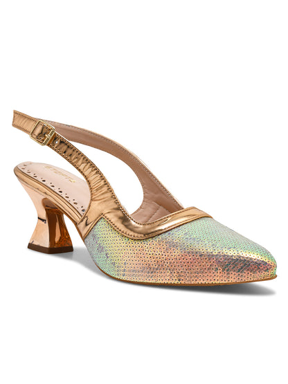 Shimmering Seagreen Slingback Heels