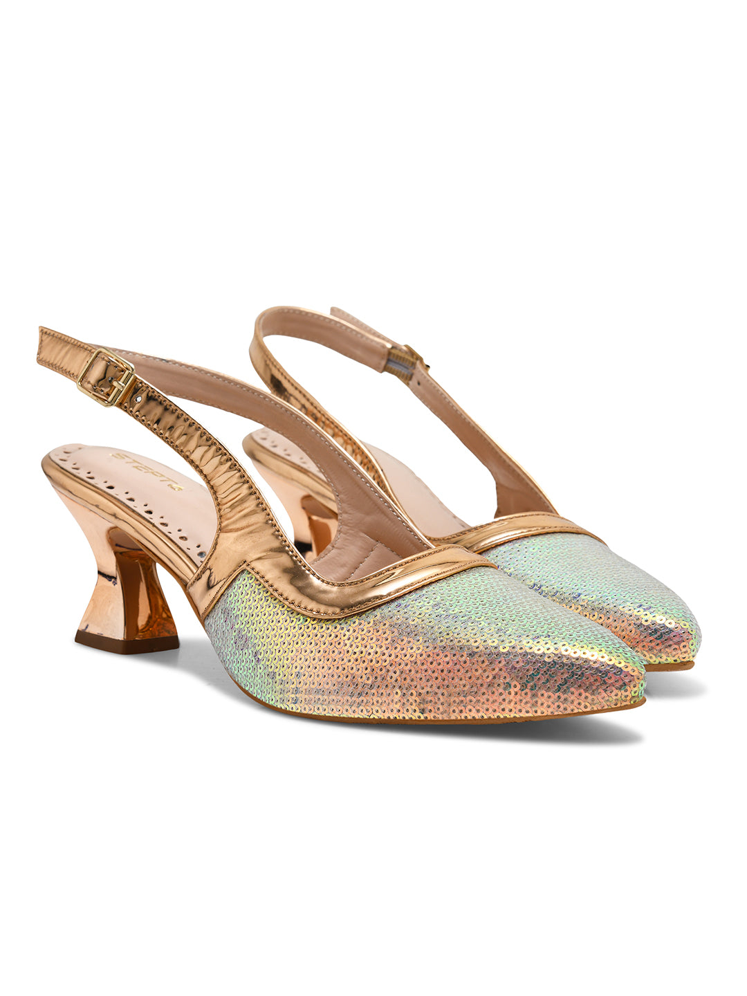 Shimmering Seagreen Slingback Heels