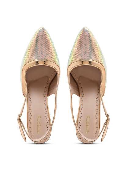 Shimmering Seagreen Slingback Heels