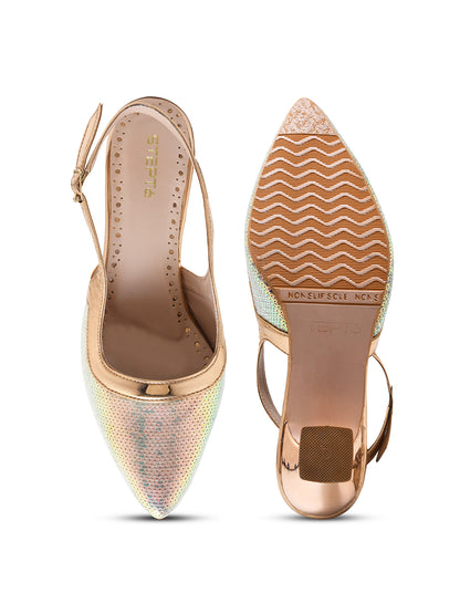 Shimmering Seagreen Slingback Heels