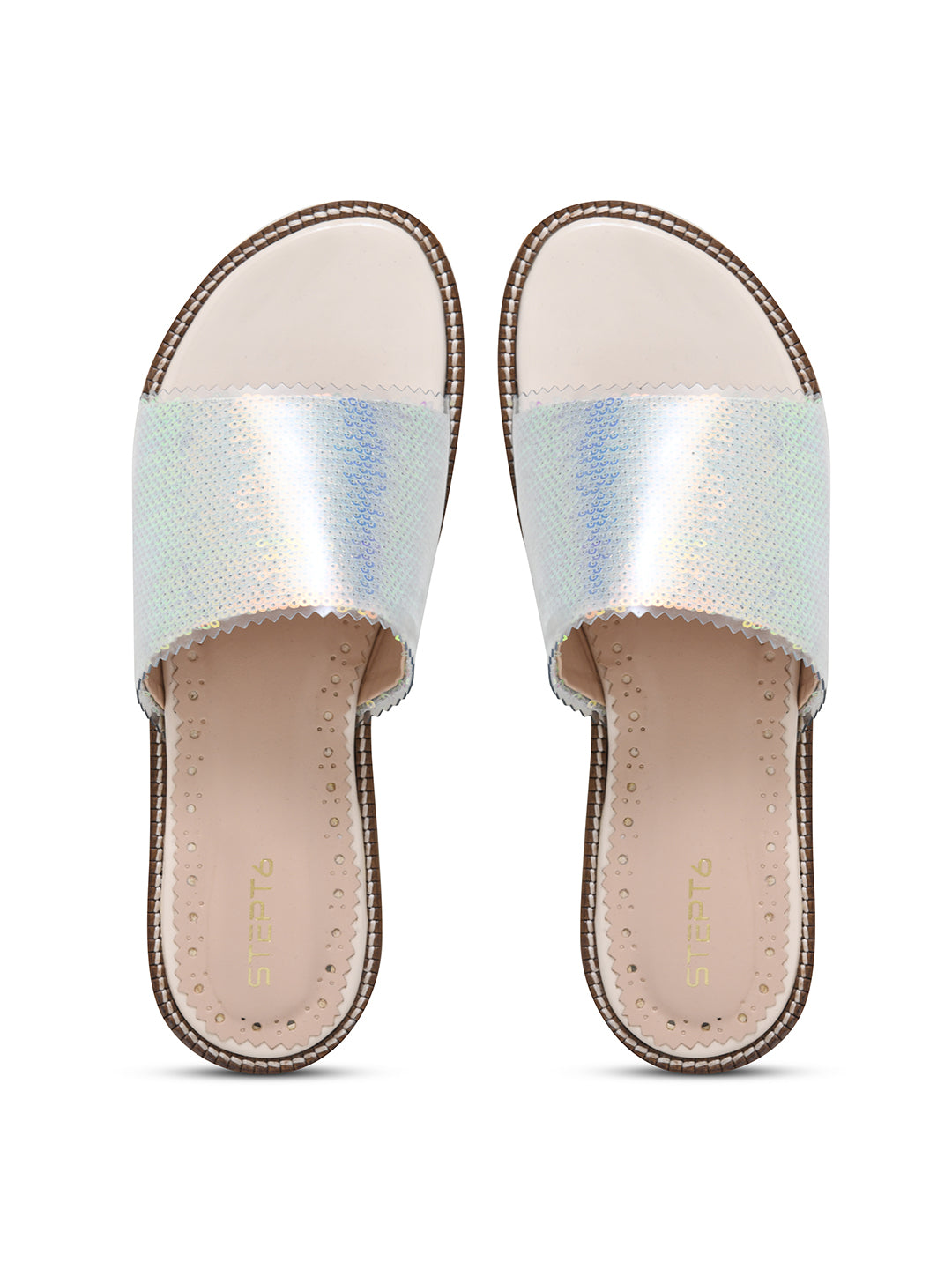 Lavender-Silver Sequin Open Flats