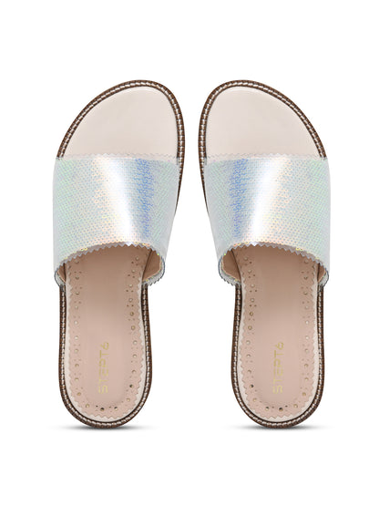 Lavender-Silver Sequin Open Flats