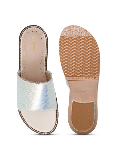 Lavender-Silver Sequin Open Flats