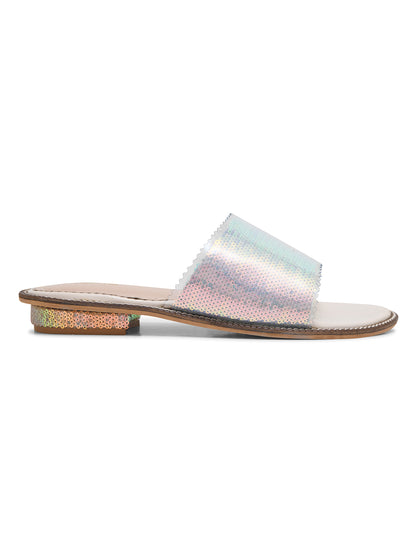 Lavender-Silver Sequin Open Flats