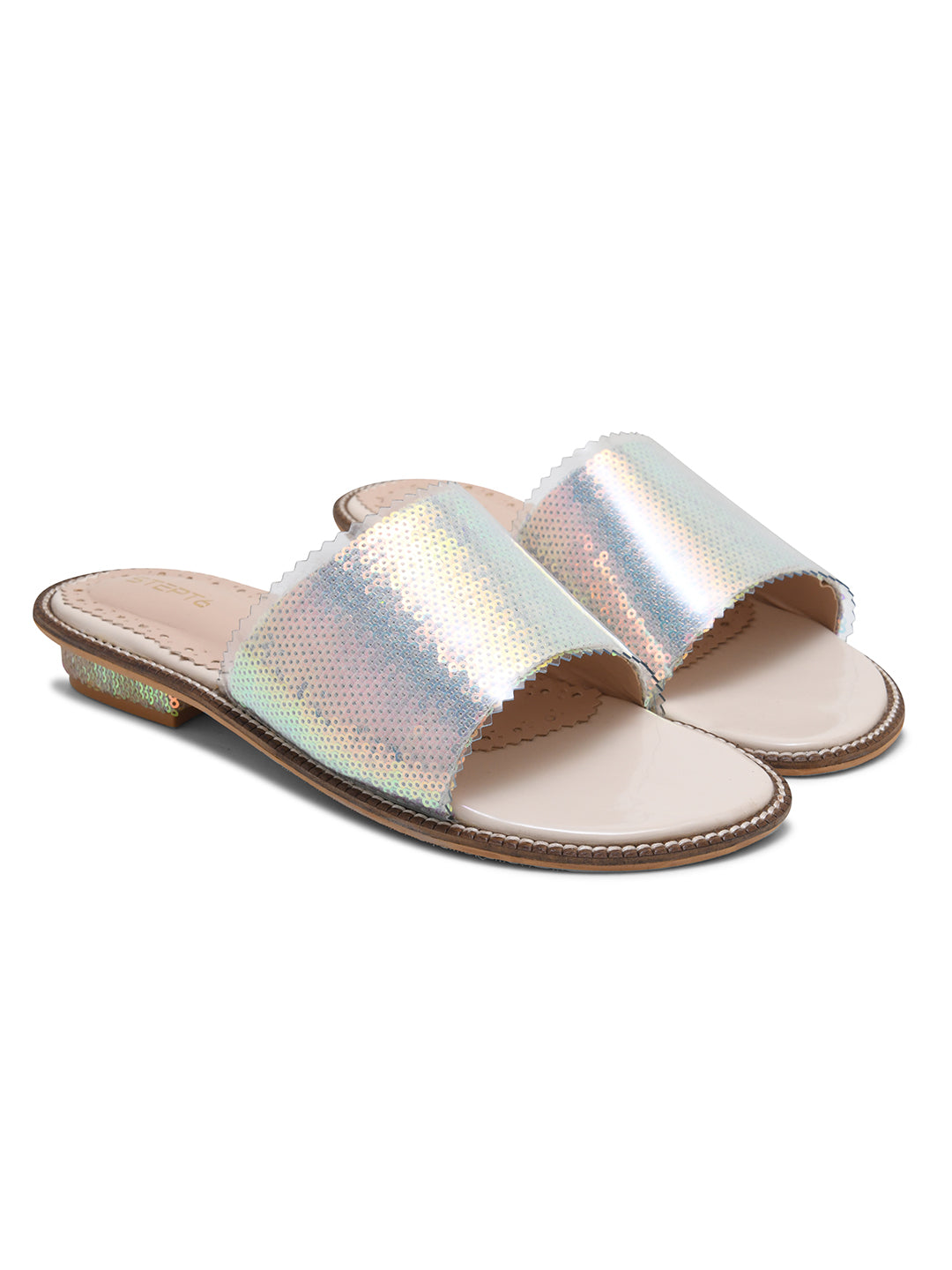 Lavender-Silver Sequin Open Flats