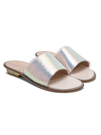 Lavender-Silver Sequin Open Flats