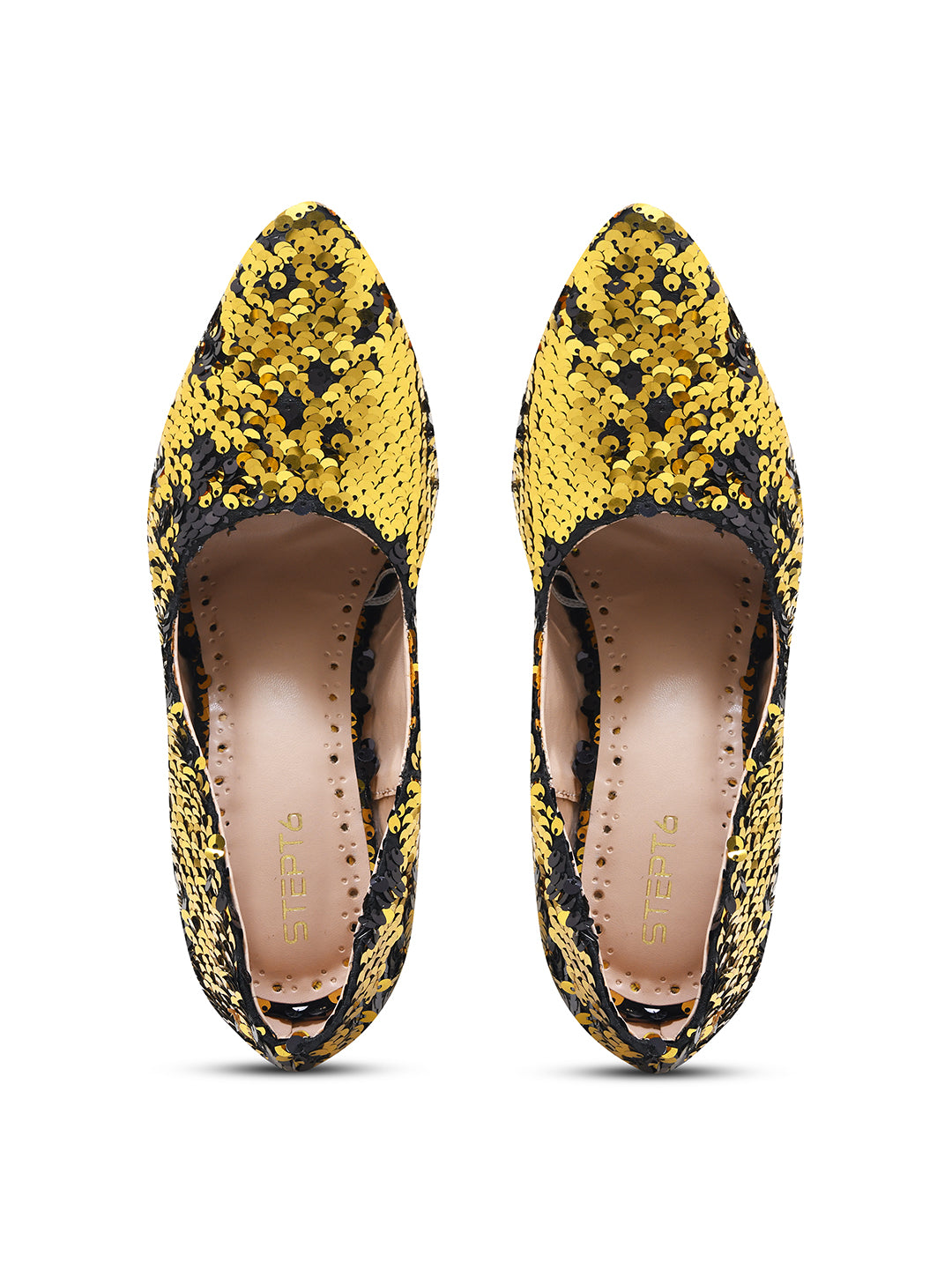 Black-Golden Sequin Party Pumps