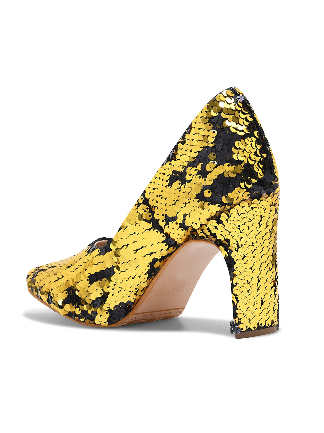 Black-Golden Sequin Party Pumps