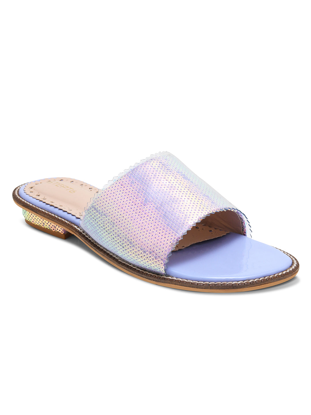 Light Blue Sequin Open Flats