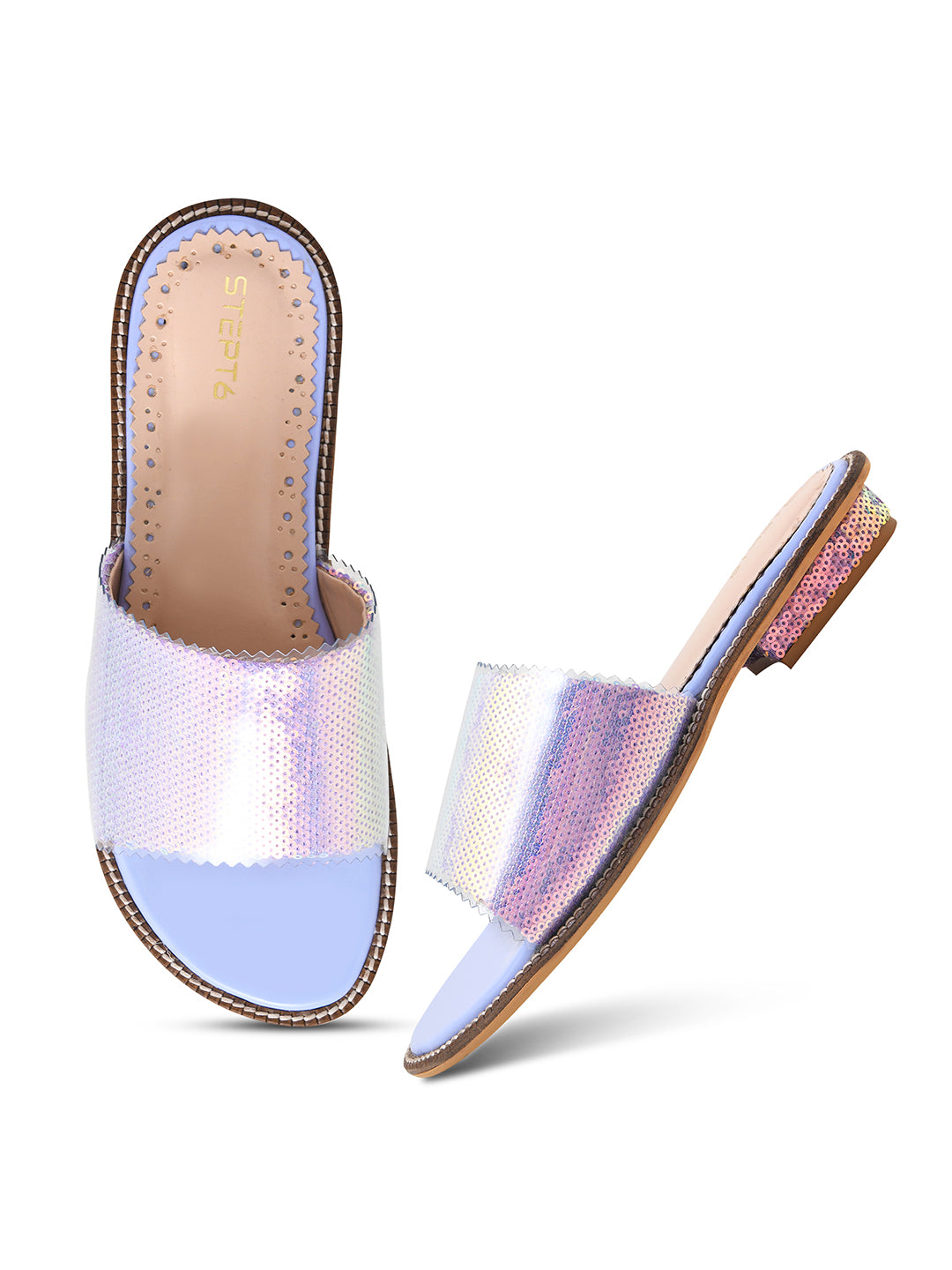 Light Blue Sequin Open Flats
