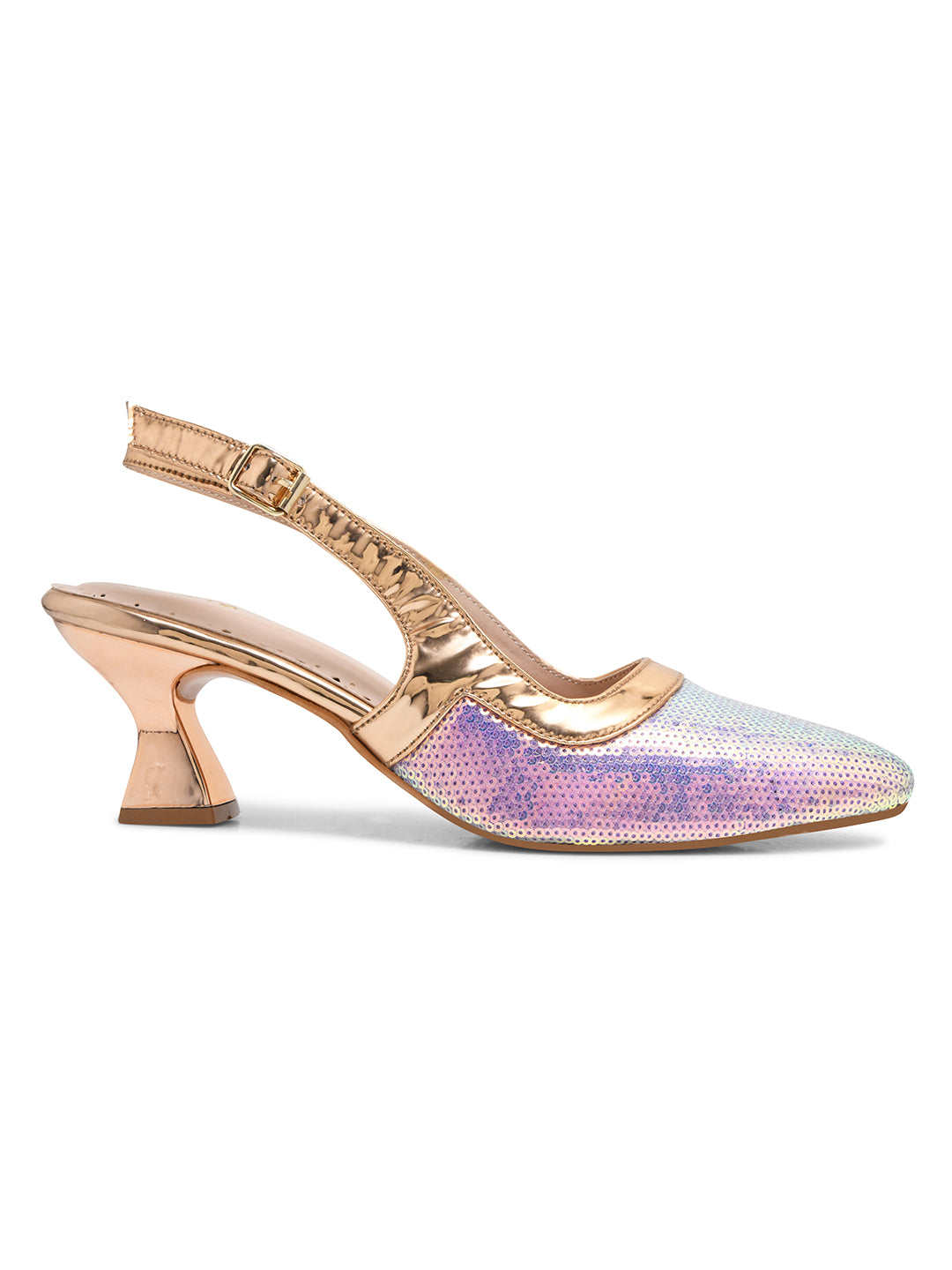 Shimmering Lavender Slingback Heels