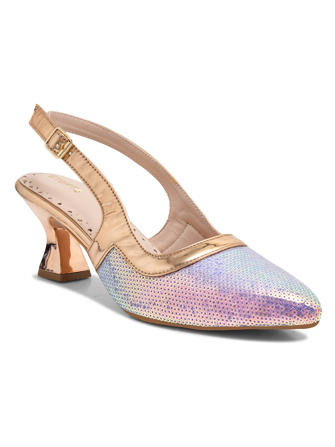 Shimmering Lavender Slingback Heels