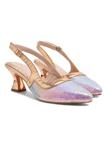 Shimmering Lavender Slingback Heels