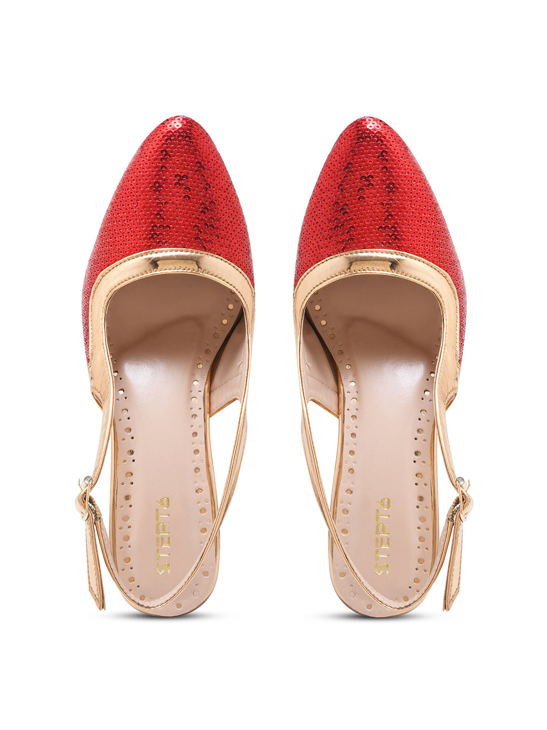 Shimmering Red Slingback Heels