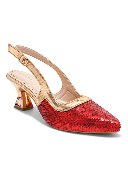 Shimmering Red Slingback Heels