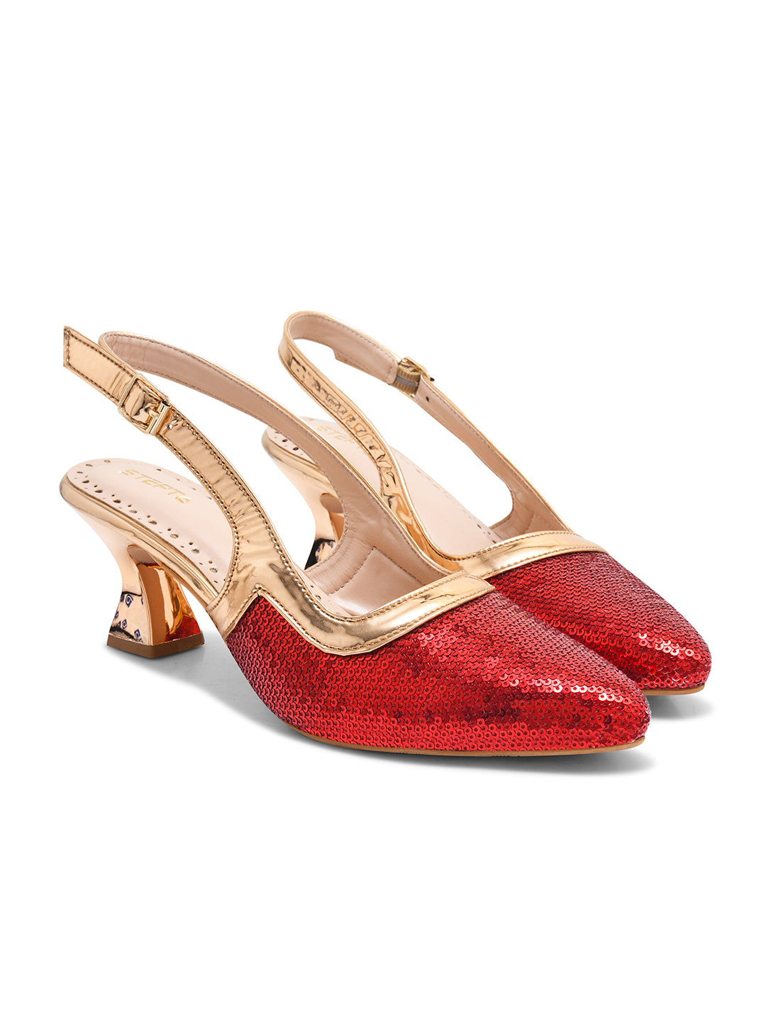 Shimmering Red Slingback Heels