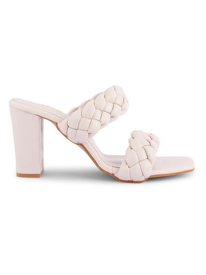 Zig Zag Strap Heel - Cream