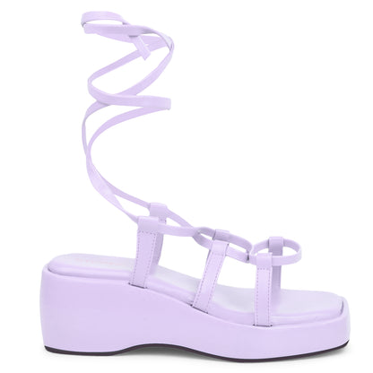 PURPLE ROMAN WEDGES