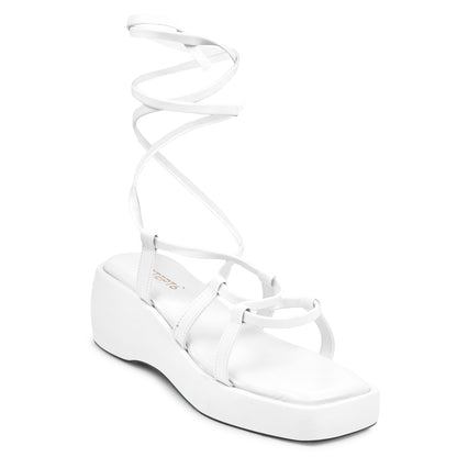 WHITE ROMAN WEDGES