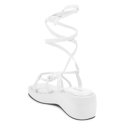 WHITE ROMAN WEDGES