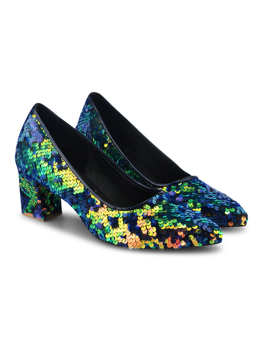 Rainbow Spark Multicolor Sequin Party Pumps