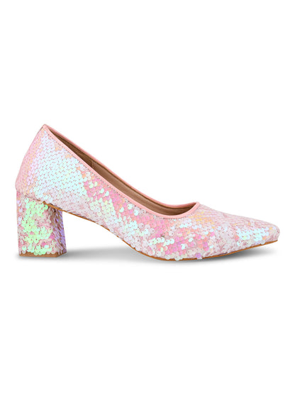 Blush Dream Pink & White Sequin Party Pumps