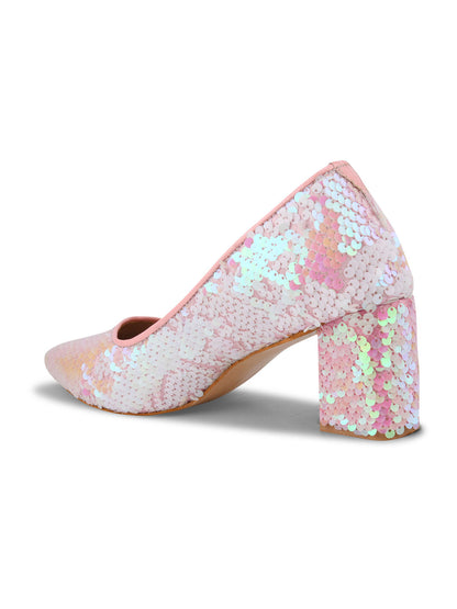 Blush Dream Pink & White Sequin Party Pumps