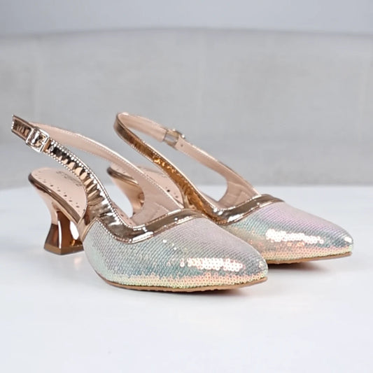 Shimmering Seagreen Slingback Heels