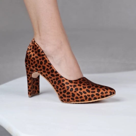 Leopard Print Block Heel Pumps