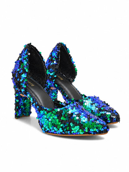 Turquoise Twilight Sequin Pumps