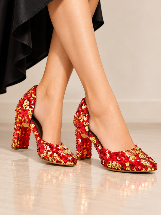 Blush Stardust Sequin Party Pumps